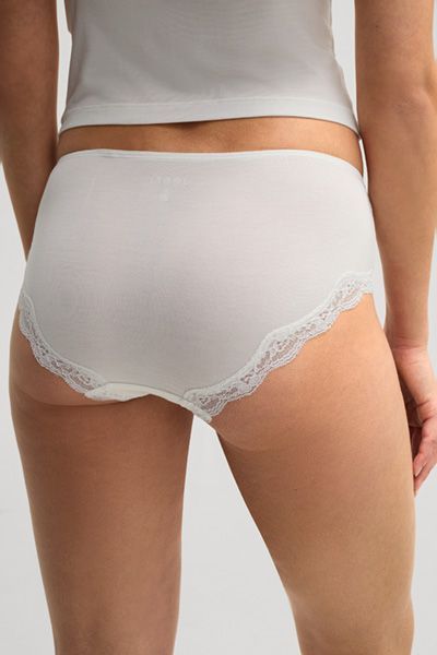 mey Hipster Pure Off-White Baumwollmischung mit Spitzenbesatz