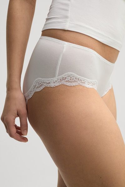 mey Hipster Pure Off-White Baumwollmischung mit Spitzenbesatz