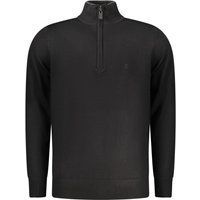 Schwarzer Herren Strickpullover mit Halbreißverschluss