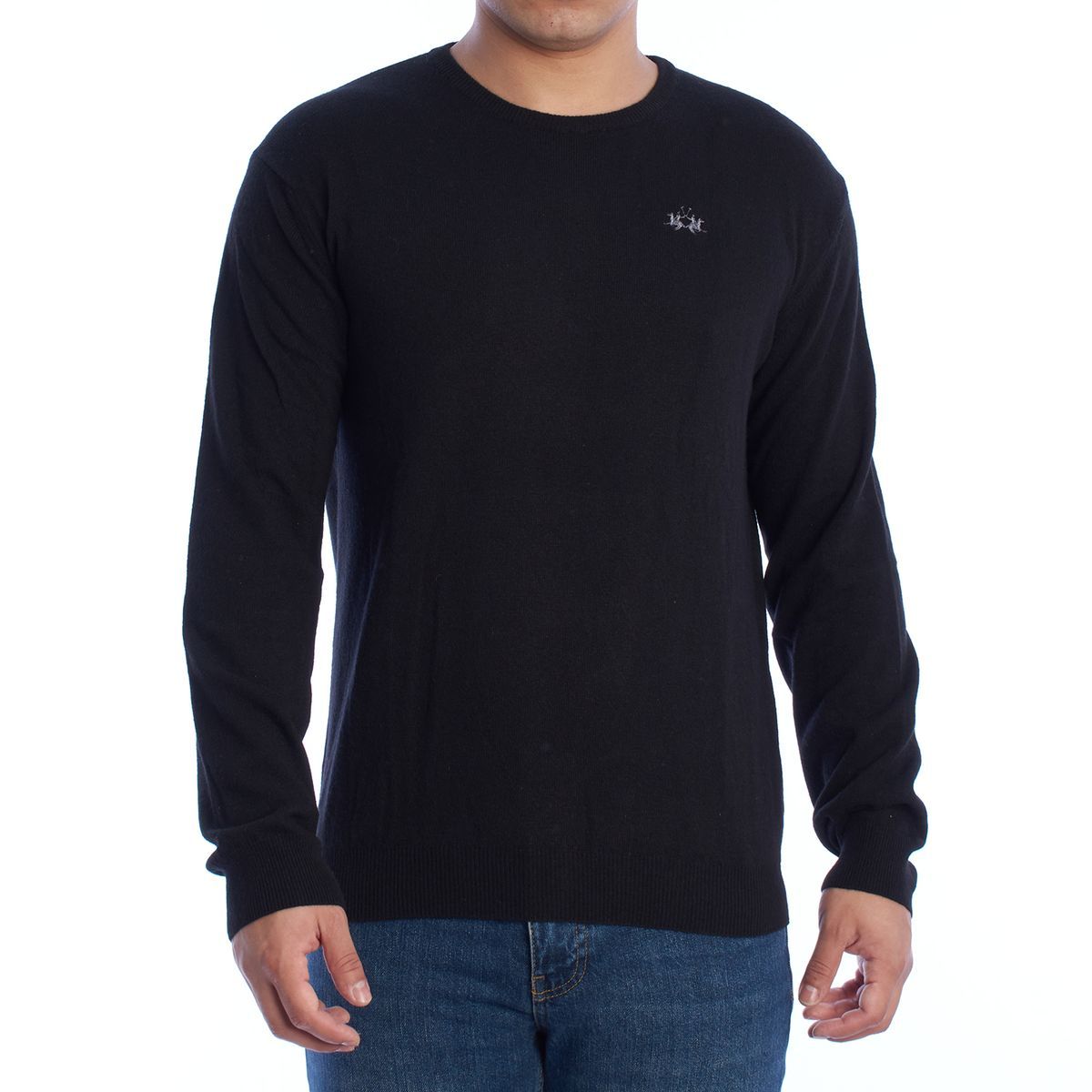 Klassischer Wollmischung Pullover mit Rundhalsausschnitt