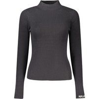 Geripptes Langarmshirt mit Stehkragen