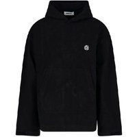 Schwarzer Kapuzenpullover aus Baumwollfleece