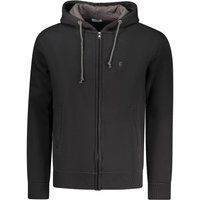 Schwarzer Herren-Baumwoll-Hoodie mit Reißverschluss