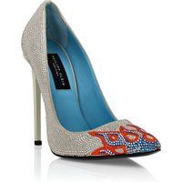 Kristallverzierte Pumps mit spitzer Spitze