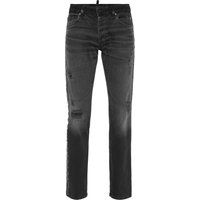 Schwarz gewaschene, super gerade Jeans mit Nieten