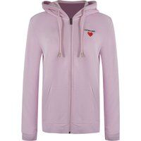 Hellrosa Kapuzenpullover mit Reißverschluss und Logo