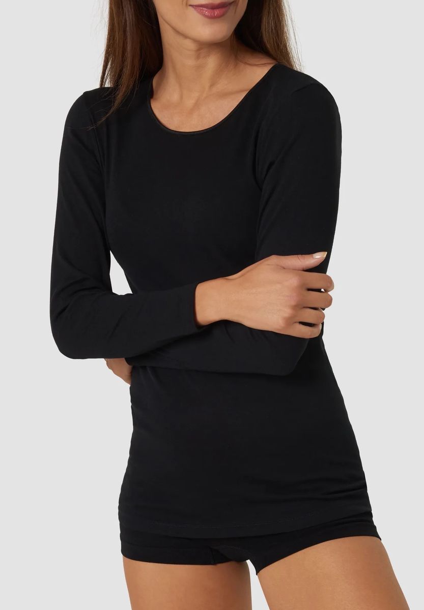 mey Langarmshirt Noblesse, Baumwolle, für Damen, schwarz, 38