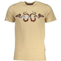 Beiges Baumwoll-T-Shirt mit Schlangenprint