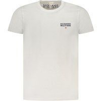 Weißes Baumwoll-T-Shirt mit Akademie-Print