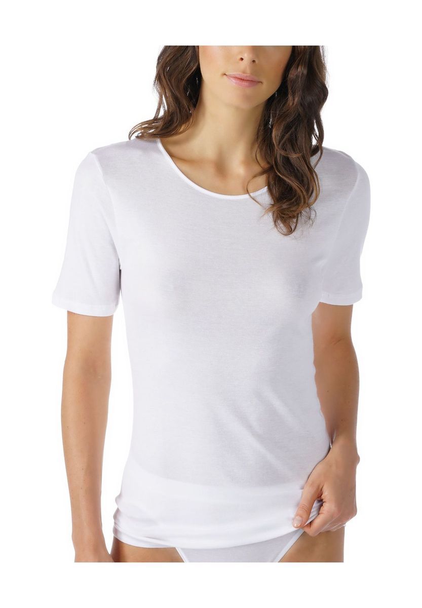 Klassisches figurbetontes Baumwollmischungs-T-Shirt