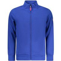 Blauer Baumwollmischungs-Sweatshirt mit durchgehendem Reißverschluss