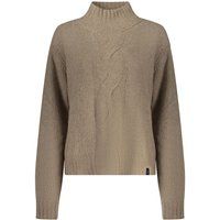 Zopfstrickpullover aus Wollmischung mit Stehkragen