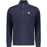 Herren Marineblaues Baumwoll-Sweatshirt mit Reißverschluss