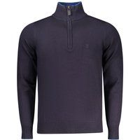 Marineblauer Herren Strickpullover mit halbem Reißverschluss