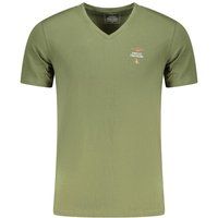 Herren Grünes V-Ausschnitt Baumwoll T-Shirt