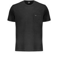 Herren Einfarbiges Schwarzes T-Shirt mit Tasche