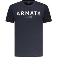 Herren Marineblaues Baumwoll-Logo-T-Shirt