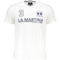 La Martina Weißes Baumwoll-Grafik-T-Shirt