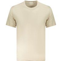Klassisches beiges Baumwoll-T-Shirt mit Rundhalsausschnitt