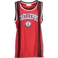 Rotes Tanktop mit Spitzenbesatz