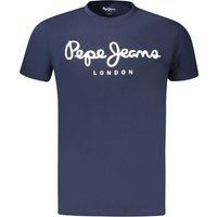 Herren Marineblaues Baumwoll-Logo-T-Shirt