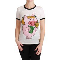 Piggy Grafik Print Rundhals T-Shirt