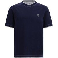 Marineblaues Baumwoll-T-Shirt mit normaler Passform