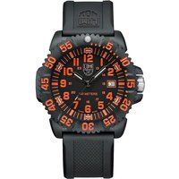 Schwarze und orangefarbene Sportuhr