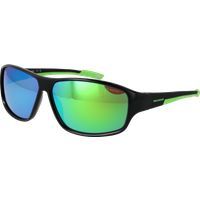 Sportliche schwarze Sonnenbrille mit grünen Akzenten