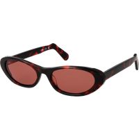 Ovale Schildpatt Sonnenbrille mit Rosafarbenen Gläsern