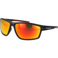 Sportliche rechteckige Sonnenbrille mit orangefarbenen Gläsern