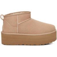 Beiger Wildleder Plateau Stiefelette