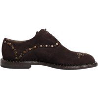 Braune Oxford-Schnürschuhe aus Wildleder mit Nieten