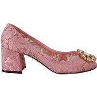 Pumps mit Blockabsatz aus Spitze mit Kristallen