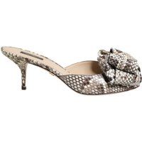 Gemusterte Peep-Toe-Pantolette aus Leder mit Schleife