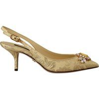 Elegante goldene, kristallbesetzte Slingbacks