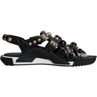 Dolce & Gabbana Schwarze Leder Nieten Slides Sandalen Schuhe
