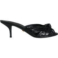 Schwarze Pithonleder-Slingpumps mit Kitten-Absatz