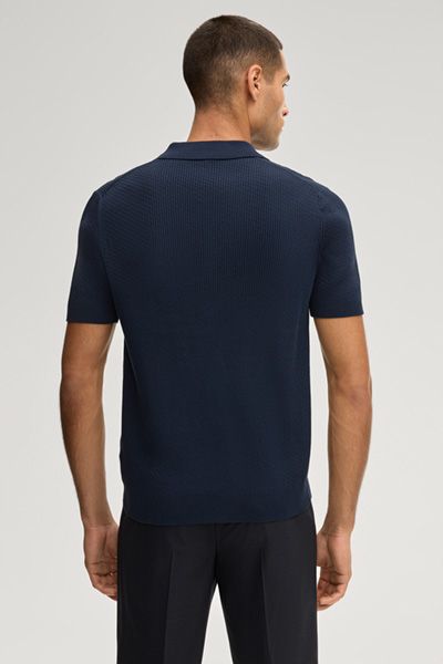 JOOP! Willo Marineblaues Rippen-Poloshirt aus Baumwolle, klassische Passform