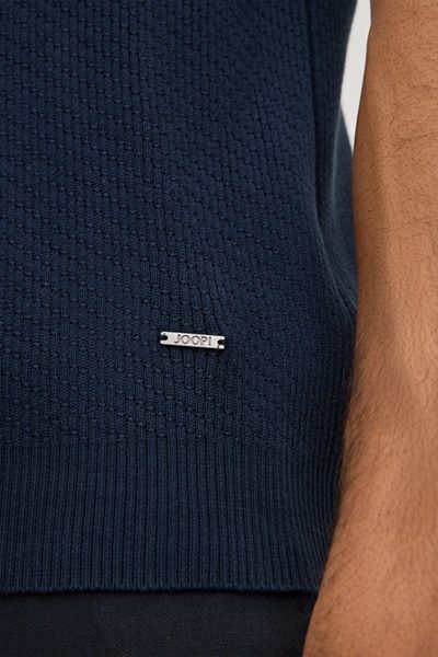 JOOP! Willo Marineblaues Rippen-Poloshirt aus Baumwolle, klassische Passform