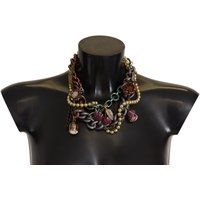 Dolce & Gabbana Gold Brass Sizilien Blumen Kristall Statement Halskette