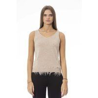 Elegantes beiges ärmelloses Wollmischungs-Top