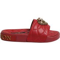 Gesteppte rote Leder-Pantolette