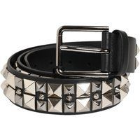 Dolce & Gabbana Schwarzer Kalbsledergürtel mit Nieten und Silberner Schnalle