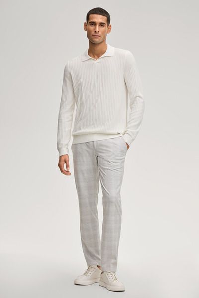 Joop! Galdino Offwhite Langarm Poloshirt Waffelstrickmuster
