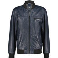 Marineblaue Lederbomberjacke