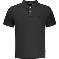 Schwarzes Baumwoll-Poloshirt für Herren, Uni