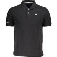 Schwarzes Baumwoll-Polohemd für Herren, kurze Ärmel