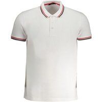 Weißes Baumwoll-Poloshirt mit Zierleiste