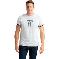 Mikrogestreiftes T-Shirt mit Fahrrad-Print